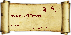 Mauer Vázsony névjegykártya